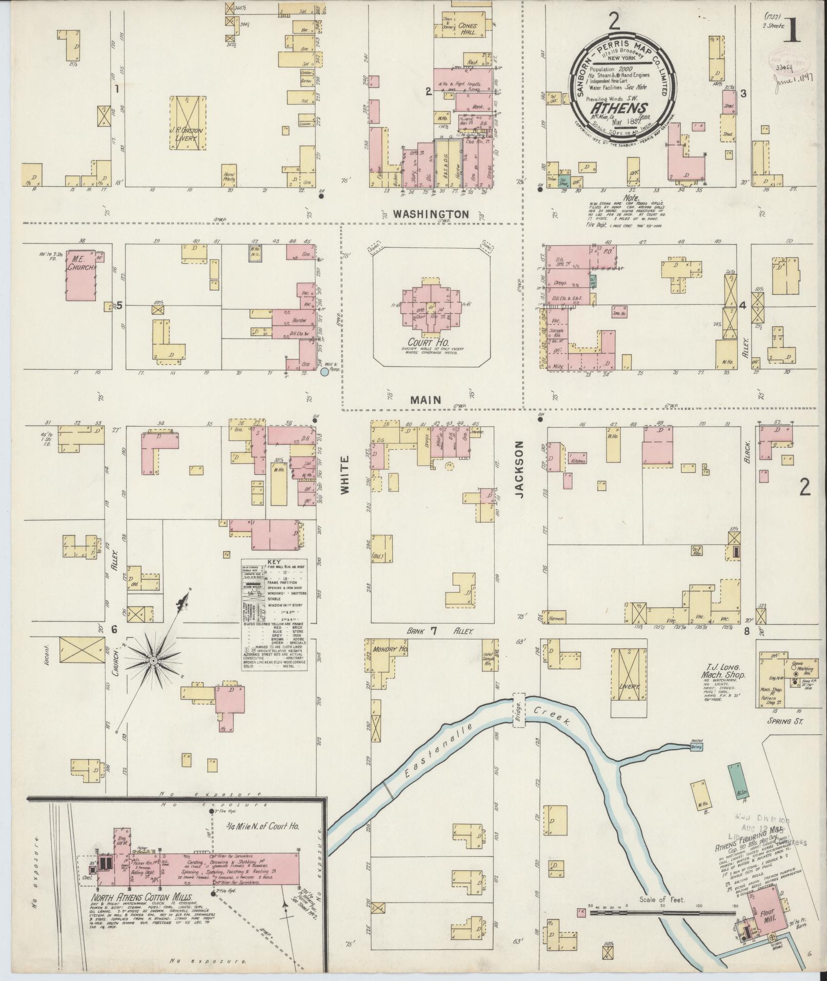 Sanborn Fire Insurance Map from Athens, McMinn County, Tennessee. (1897) – Historic Sanborn Fire Insurance Map Print