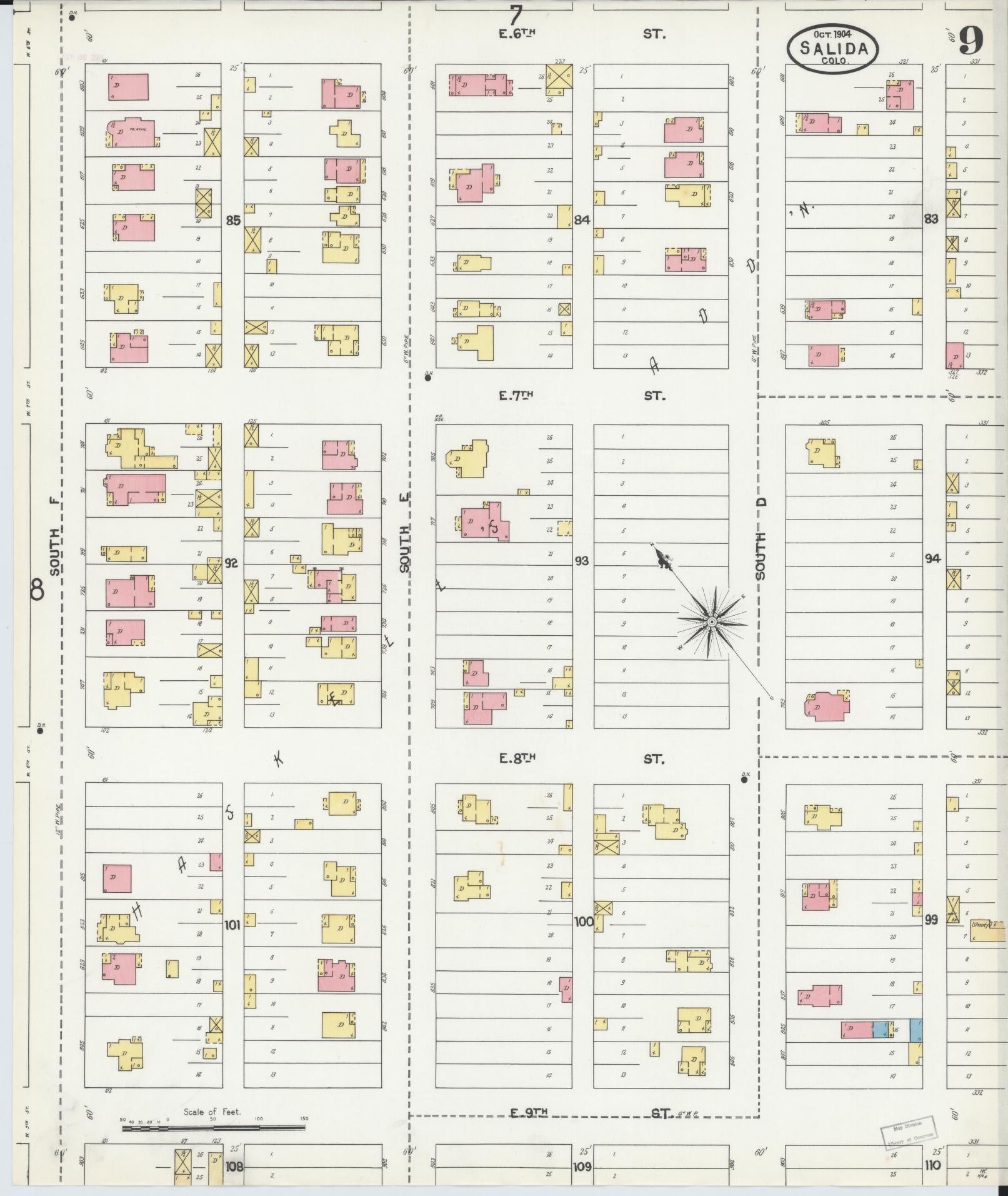 Sanborn Fire Insurance Map from Salida, Chaffee County, Colorado (1904), Sheet #0009 - Historic Sanborn Fire Insurance Map Print, vintage old map wall art, antique decor, genealogy gift, Colorado Colorado map