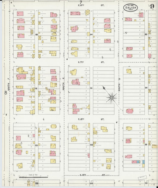 Sanborn Fire Insurance Map from Salida, Chaffee County, Colorado (1904), Sheet #0009 - Historic Sanborn Fire Insurance Map Print, vintage old map wall art, antique decor, genealogy gift, Colorado Colorado map