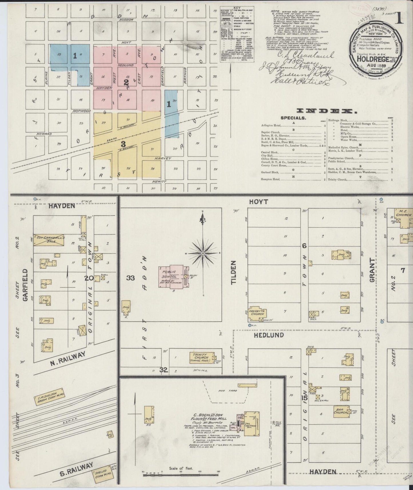 Sanborn Fire Insurance Map from Holdrege, Phelps County, Nebraska (1889), Sheet #0001 - Complete Map Set gallery image, historic Sanborn map, vintage wall art, Nebraska Nebraska