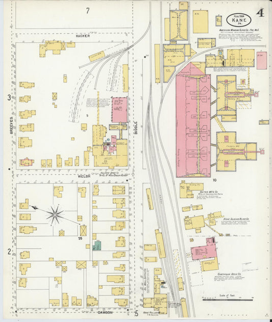 Sanborn Fire Insurance Map from Kane, McKean County, Pennsylvania (1904), Sheet #0004 - Historic Sanborn Fire Insurance Map Print, vintage old map wall art, antique decor, genealogy gift, Pennsylvania Pennsylvania map