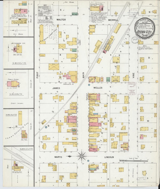 Sanborn Fire Insurance Map from Brown City, Sanilac County, Michigan (1900), Sheet #0001 - Historic Sanborn Fire Insurance Map Print, vintage old map wall art, antique decor, genealogy gift, Michigan Michigan map