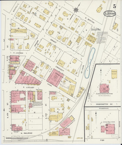 Sanborn Fire Insurance Map from Eldorado, Saline County, Illinois (1919), Sheet #0005 - Historic Sanborn Fire Insurance Map Print, vintage old map wall art, antique decor, genealogy gift, Illinois Illinois map