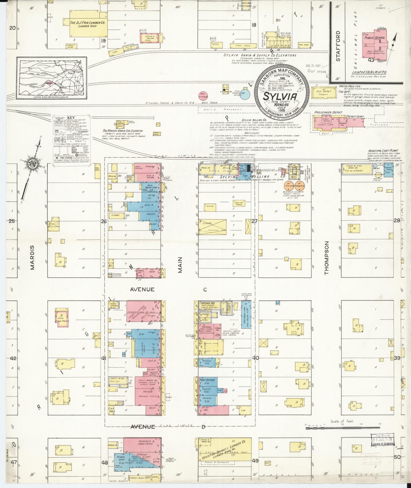 Sanborn Fire Insurance Map from Sylvia, Reno County, Kansas. (1915) – Historic Sanborn Fire Insurance Map Print