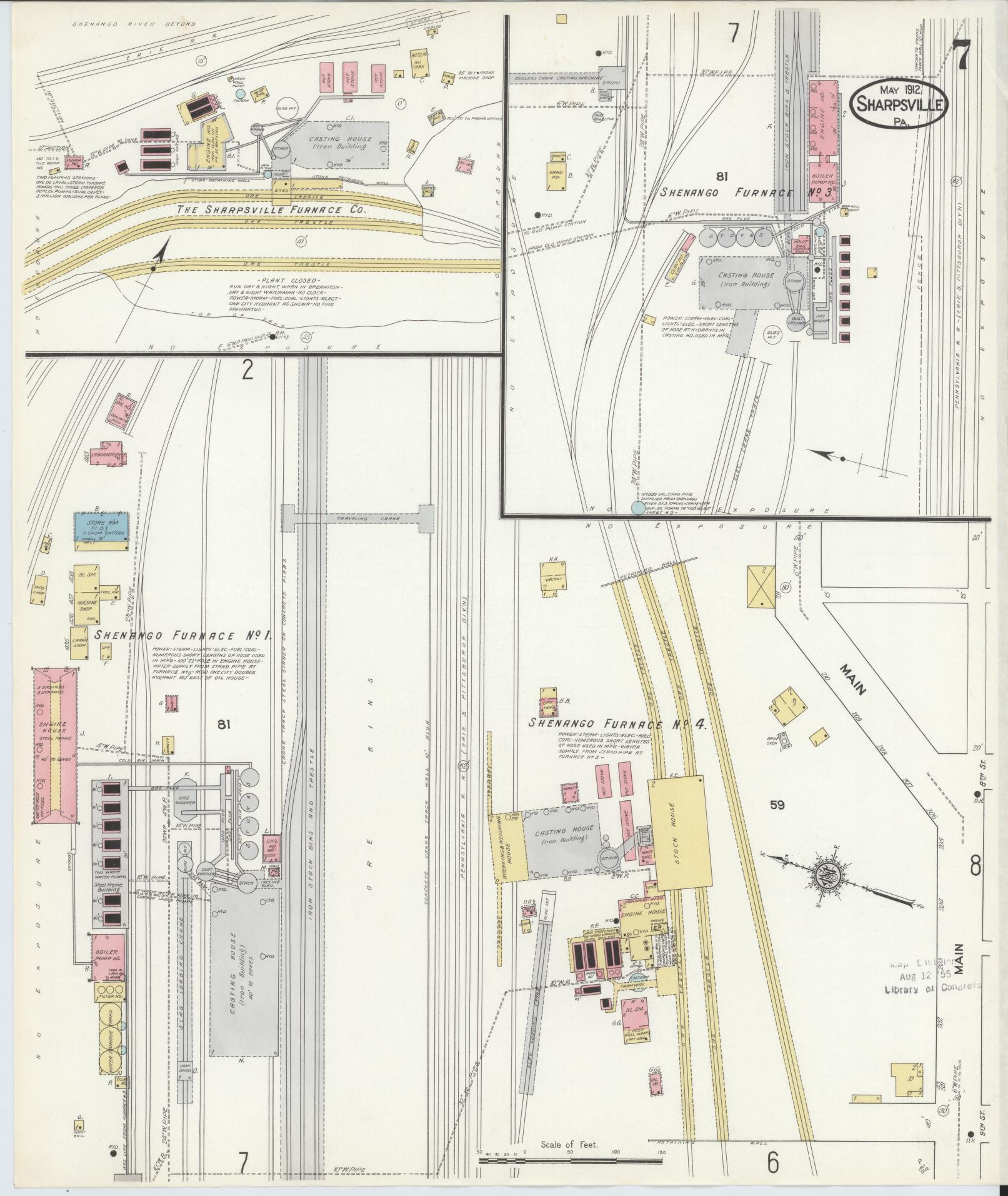 Sanborn Fire Insurance Map from Sharpsville, Mercer County, Pennsylvania (1912), Sheet #0007 - Complete Map Set gallery image, historic Sanborn map, vintage wall art, Pennsylvania Pennsylvania