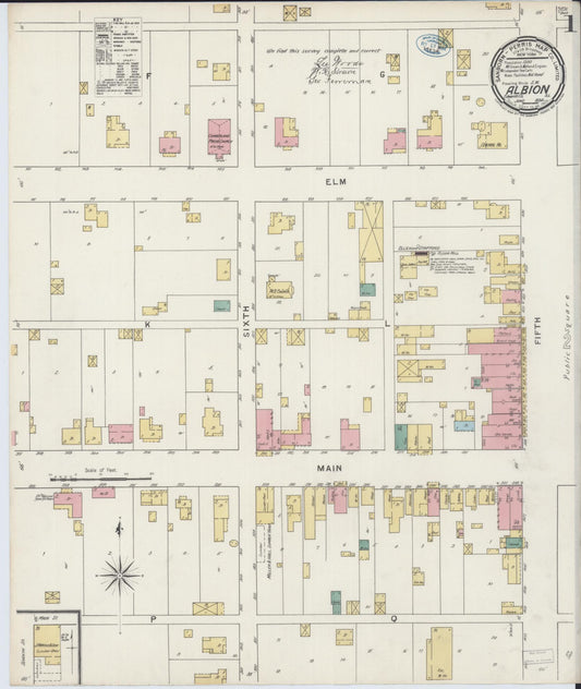 Sanborn Fire Insurance Map from Albion, Edwards County, Illinois (1894), Sheet #0001 - Complete Map Set gallery image, historic Sanborn map, vintage wall art, Illinois Illinois