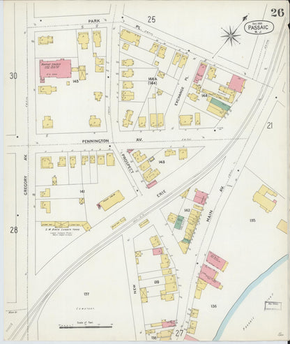 Sanborn Fire Insurance Map from Passaic, Passaic County, New Jersey (1903), Sheet #0026 - Complete Map Set gallery image, historic Sanborn map, vintage wall art, New Jersey New Jersey