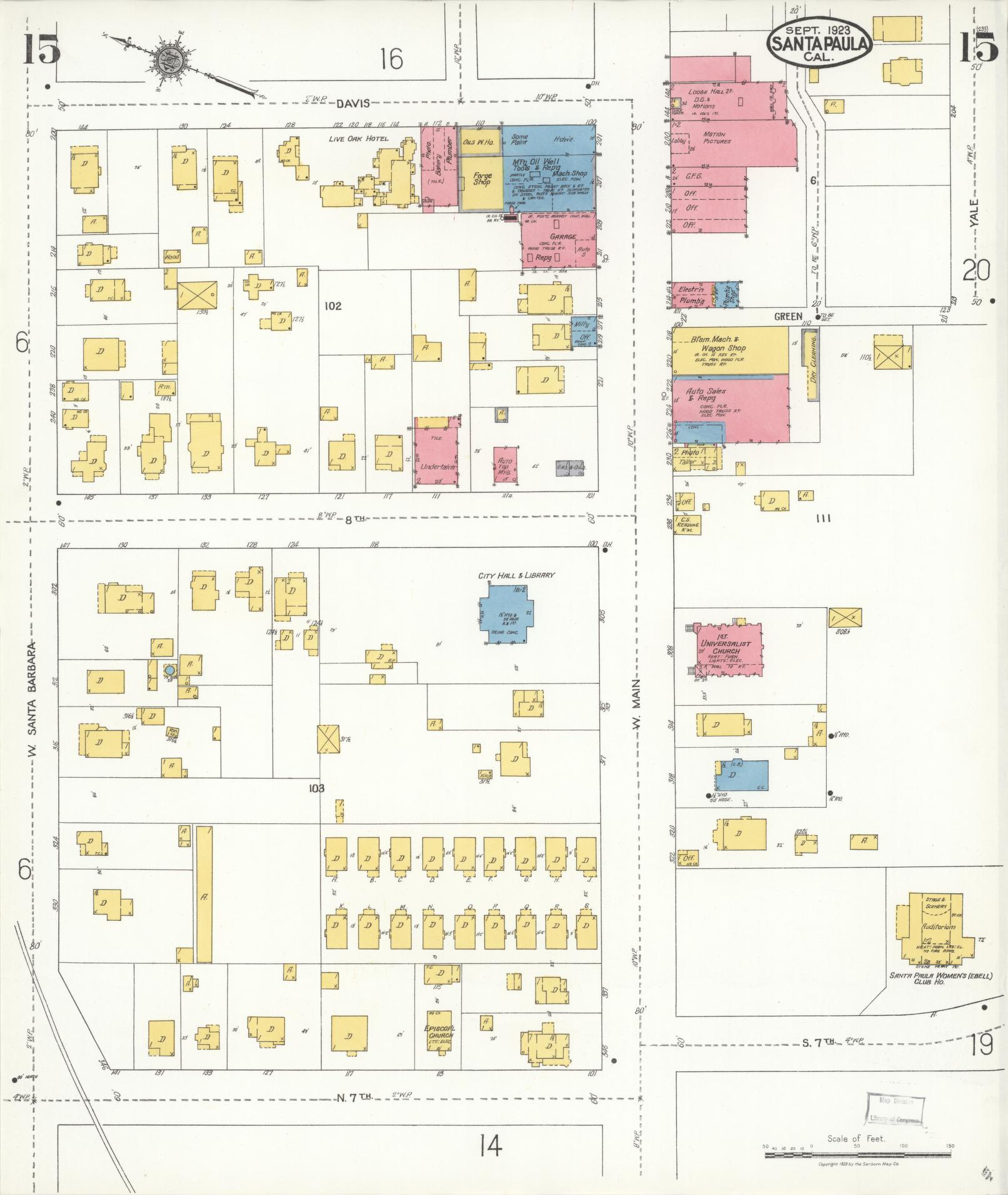 Sanborn Fire Insurance Map from Santa Paula, Ventura County, California (1923), Sheet #0015 - Complete Map Set gallery image, historic Sanborn map, vintage wall art, California California