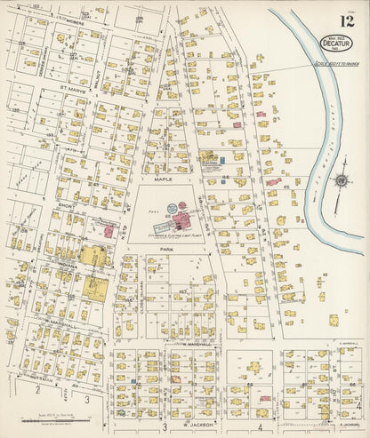 Sanborn Fire Insurance Map from Decatur, Adams County, Indiana (1922), Sheet #0012 - Complete Map Set gallery image, historic Sanborn map, vintage wall art, Indiana Indiana