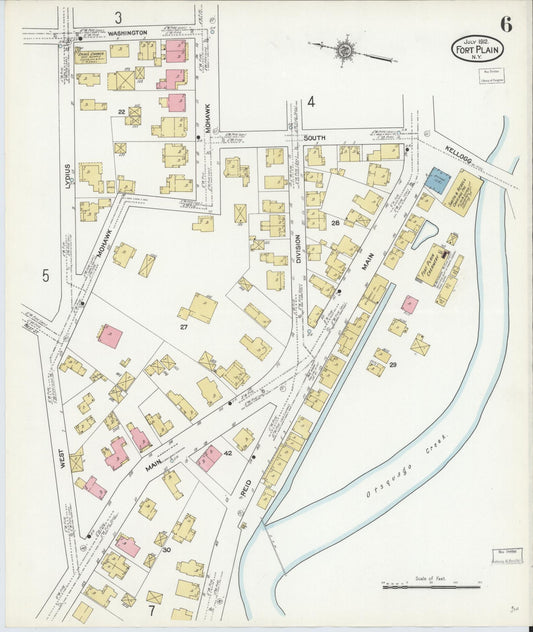 Sanborn Fire Insurance Map from Fort Plain, Montgomery County, New York (1912), Sheet #0006 - Historic Sanborn Fire Insurance Map Print, vintage old map wall art, antique decor, genealogy gift, New York New York map