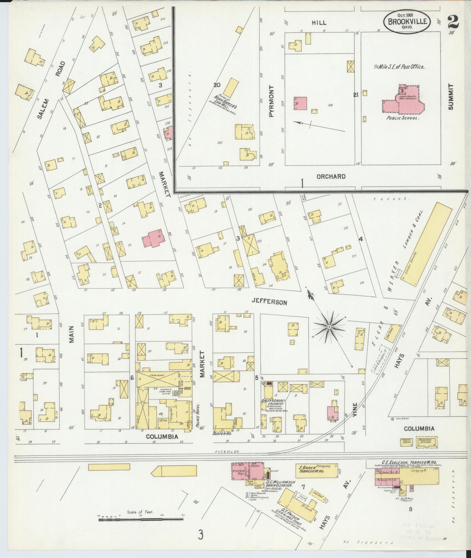 Sanborn Fire Insurance Map from Brookville, Montgomery County, Ohio (1901), Sheet #0002 - Complete Map Set gallery image, historic Sanborn map, vintage wall art, Ohio Ohio