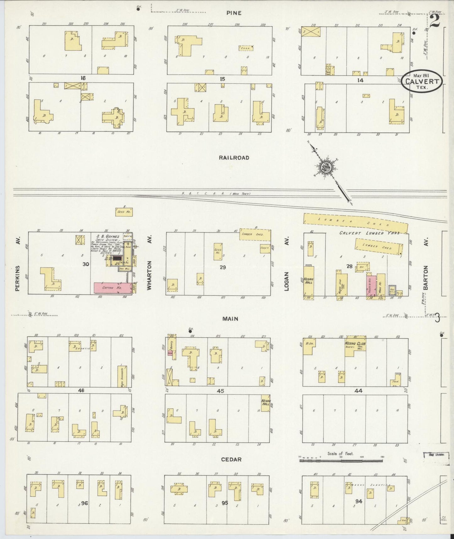 Sanborn Fire Insurance Map from Calvert, Robertson County, Texas (1911), Sheet #0002 - Historic Sanborn Fire Insurance Map Print, vintage old map wall art, antique decor, genealogy gift, Texas Texas map