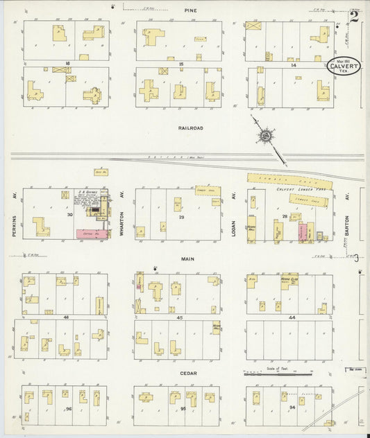 Sanborn Fire Insurance Map from Calvert, Robertson County, Texas (1911), Sheet #0002 - Historic Sanborn Fire Insurance Map Print, vintage old map wall art, antique decor, genealogy gift, Texas Texas map