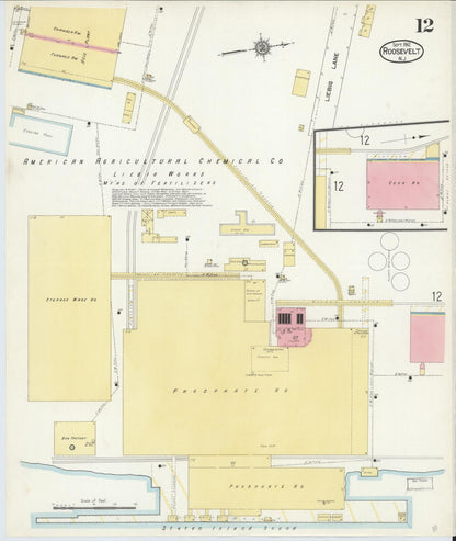 Sanborn Fire Insurance Map from Roosevelt, Middlesex County, New Jersey (1912), Sheet #0012 - Historic Sanborn Fire Insurance Map Print, vintage old map wall art, antique decor, genealogy gift, New Jersey New Jersey map