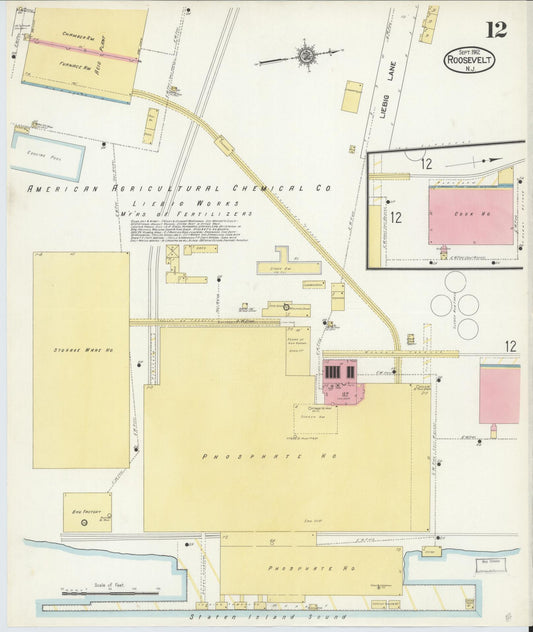 Sanborn Fire Insurance Map from Roosevelt, Middlesex County, New Jersey (1912), Sheet #0012 - Historic Sanborn Fire Insurance Map Print, vintage old map wall art, antique decor, genealogy gift, New Jersey New Jersey map