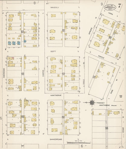 Sanborn Fire Insurance Map from Missoula, Missoula County, Montana (1912), Sheet #0007 - Complete Map Set gallery image, historic Sanborn map, vintage wall art, Montana Montana