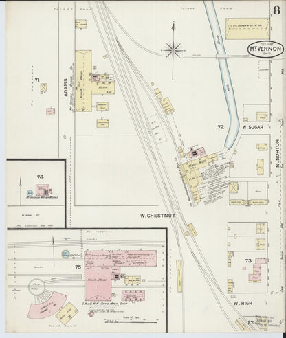 Sanborn Fire Insurance Map from Mount Vernon, Knox County, Ohio (1887), Sheet #0008 - Historic Sanborn Fire Insurance Map Print, vintage old map wall art, antique decor, genealogy gift, Ohio Ohio map