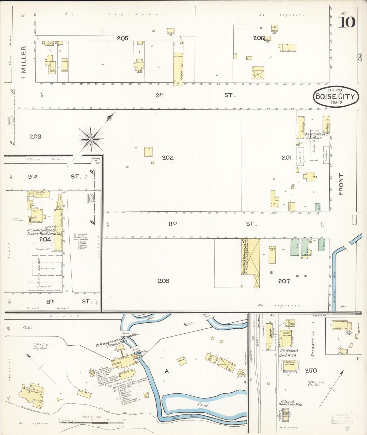 Sanborn Fire Insurance Map from Boise, Ada County, Idaho (1893), Sheet #0010 - Complete Map Set gallery image, historic Sanborn map, vintage wall art, Idaho Idaho