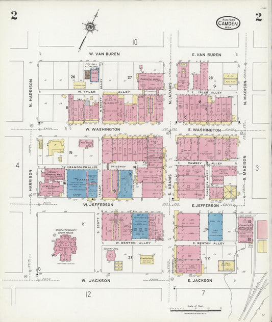 Sanborn Fire Insurance Map from Camden, Ouachita County, Arkansas (1924), Sheet #0002 - Historic Sanborn Fire Insurance Map Print, vintage old map wall art, antique decor, genealogy gift, Arkansas Arkansas map