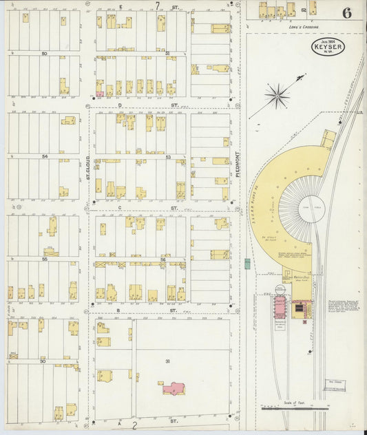 Sanborn Fire Insurance Map from Keyser, Mineral County, West Virginia (1904), Sheet #0006 - Historic Sanborn Fire Insurance Map Print, vintage old map wall art, antique decor, genealogy gift, West Virginia West Virginia map