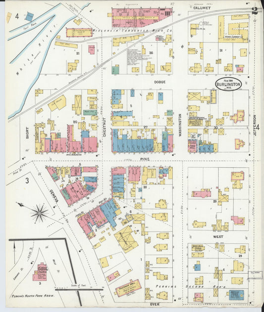 Sanborn Fire Insurance Map from Burlington, Racine County, Wisconsin (1904), Sheet #0002 - Complete Map Set gallery image, historic Sanborn map, vintage wall art, Wisconsin Wisconsin