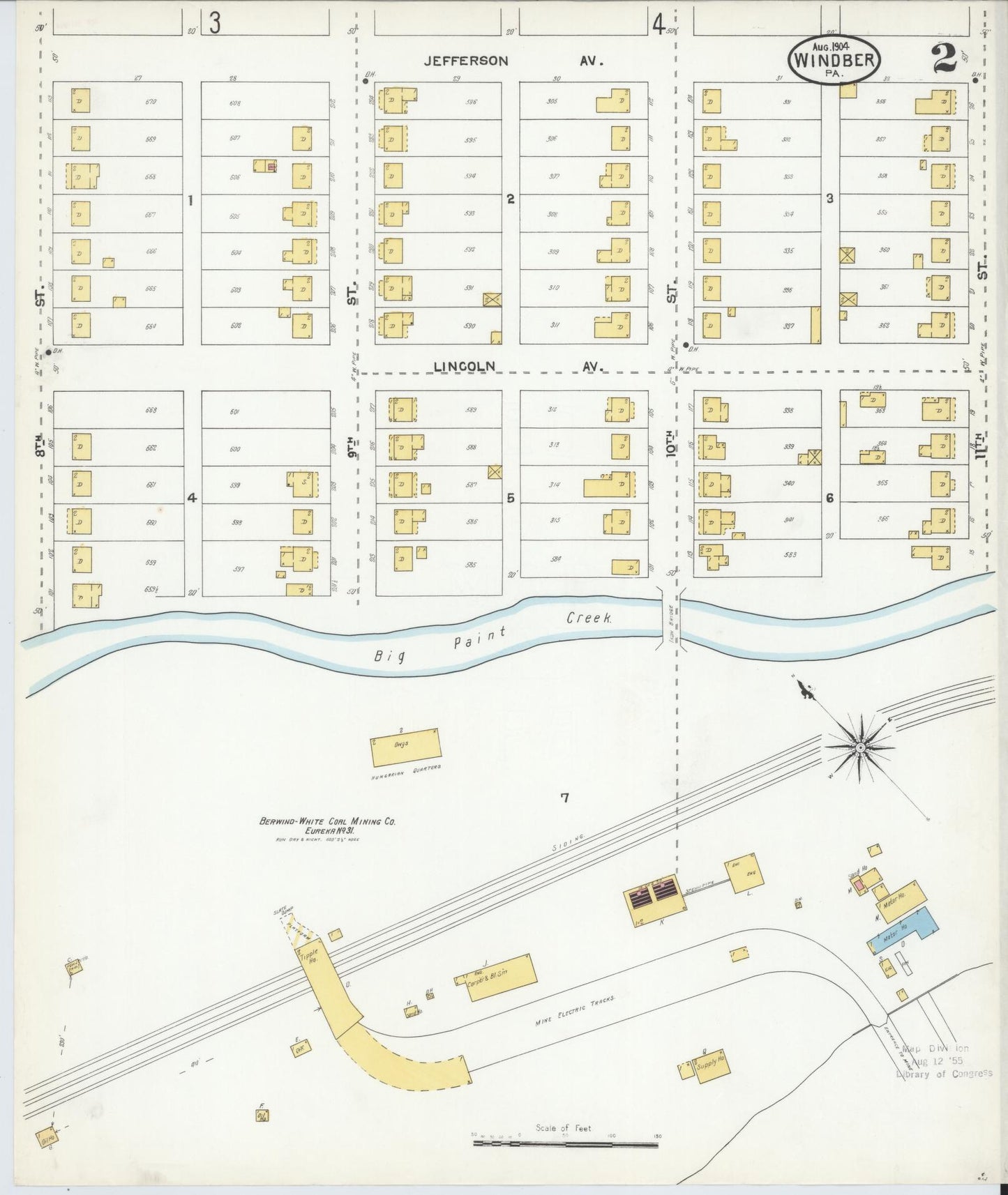Sanborn Fire Insurance Map from Windber, Somerset County, Pennsylvania (1904), Sheet #0002 - Historic Sanborn Fire Insurance Map Print, vintage old map wall art, antique decor, genealogy gift, Pennsylvania Pennsylvania map