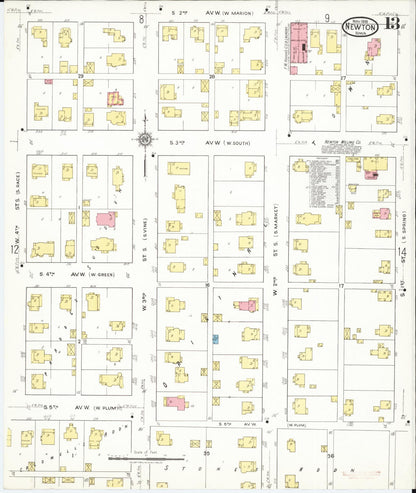 Sanborn Fire Insurance Map from Newton, Jasper County, Iowa (1918), Sheet #0013 - Historic Sanborn Fire Insurance Map Print, vintage old map wall art