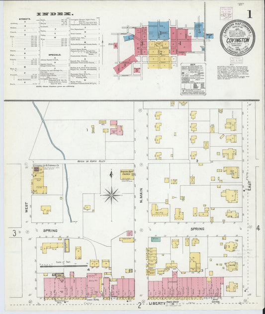 Sanborn Fire Insurance Map from Covington, Tipton County, Tennessee (1905), Sheet #0001 - Complete Map Set gallery image, historic Sanborn map, vintage wall art, Tennessee Tennessee