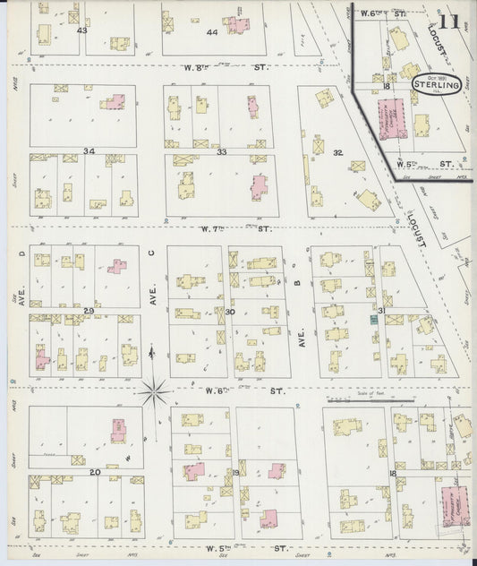 Sanborn Fire Insurance Map from Sterling, Whiteside County, Illinois (1891), Sheet #0011 - Historic Sanborn Fire Insurance Map Print, vintage old map wall art, antique decor, genealogy gift, Illinois Illinois map