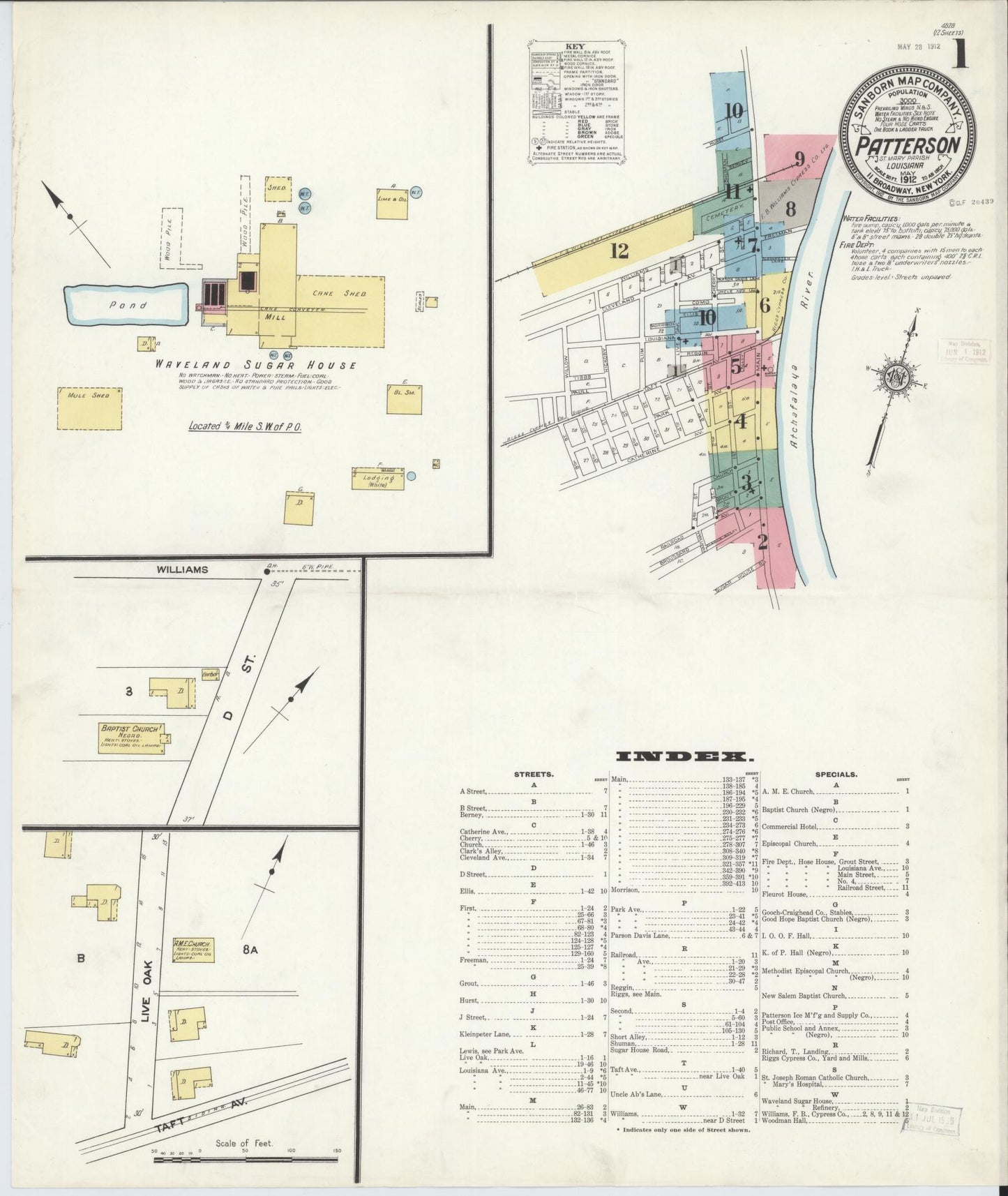Sanborn Fire Insurance Map from Patterson, Saint Mary Parish, Louisiana. (1916) – Historic Sanborn Fire Insurance Map Print