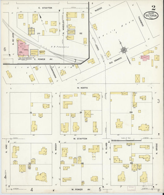 Sanborn Fire Insurance Map from Victoria, Victoria County, Texas (1912), Sheet #0002 - Historic Sanborn Fire Insurance Map Print, vintage old map wall art, antique decor, genealogy gift, Texas Texas map