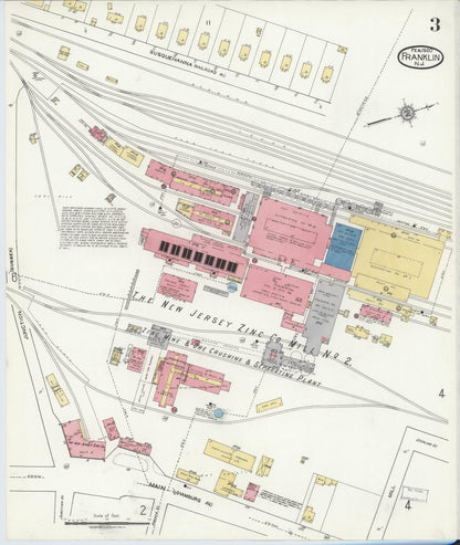 Sanborn Fire Insurance Map from Franklin, Sussex County, New Jersey (1920), Sheet #0003 - Historic Sanborn Fire Insurance Map Print, vintage old map wall art, antique decor, genealogy gift, New Jersey New Jersey map
