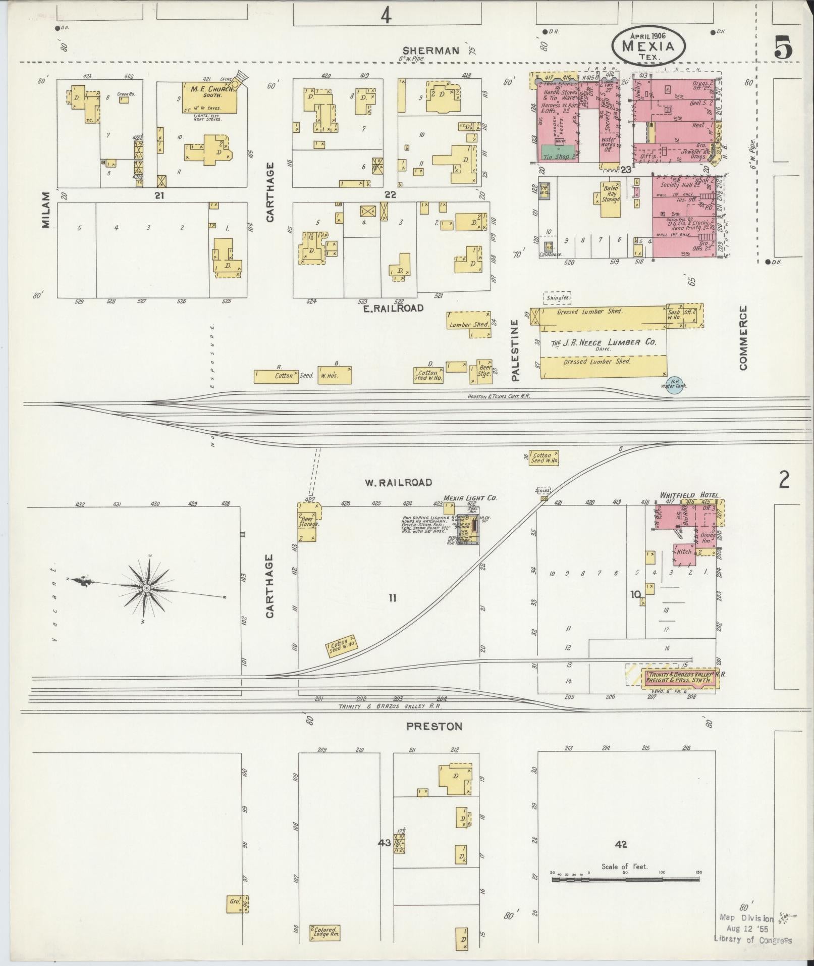 Sanborn Fire Insurance Map from Mexia, Limestone County, Texas (1906), Sheet #0005 - Complete Map Set gallery image, historic Sanborn map, vintage wall art, Texas Texas