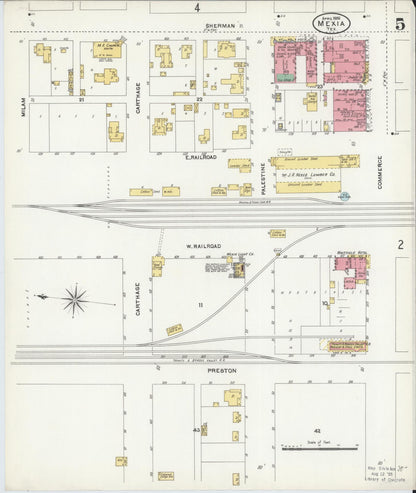 Sanborn Fire Insurance Map from Mexia, Limestone County, Texas (1906), Sheet #0005 - Complete Map Set gallery image, historic Sanborn map, vintage wall art, Texas Texas