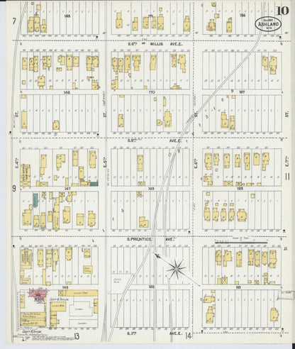Sanborn Fire Insurance Map from Ashland, Ashland County, Wisconsin (1901), Sheet #0010 - Historic Sanborn Fire Insurance Map Print, vintage old map wall art, antique decor, genealogy gift, Wisconsin Wisconsin map