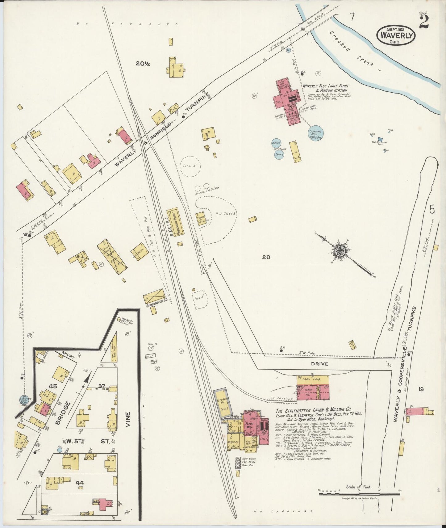 Sanborn Fire Insurance Map from Waverly, Pike County, Ohio (1921), Sheet #0002 - Historic Sanborn Fire Insurance Map Print, vintage old map wall art, antique decor, genealogy gift, Ohio Ohio map