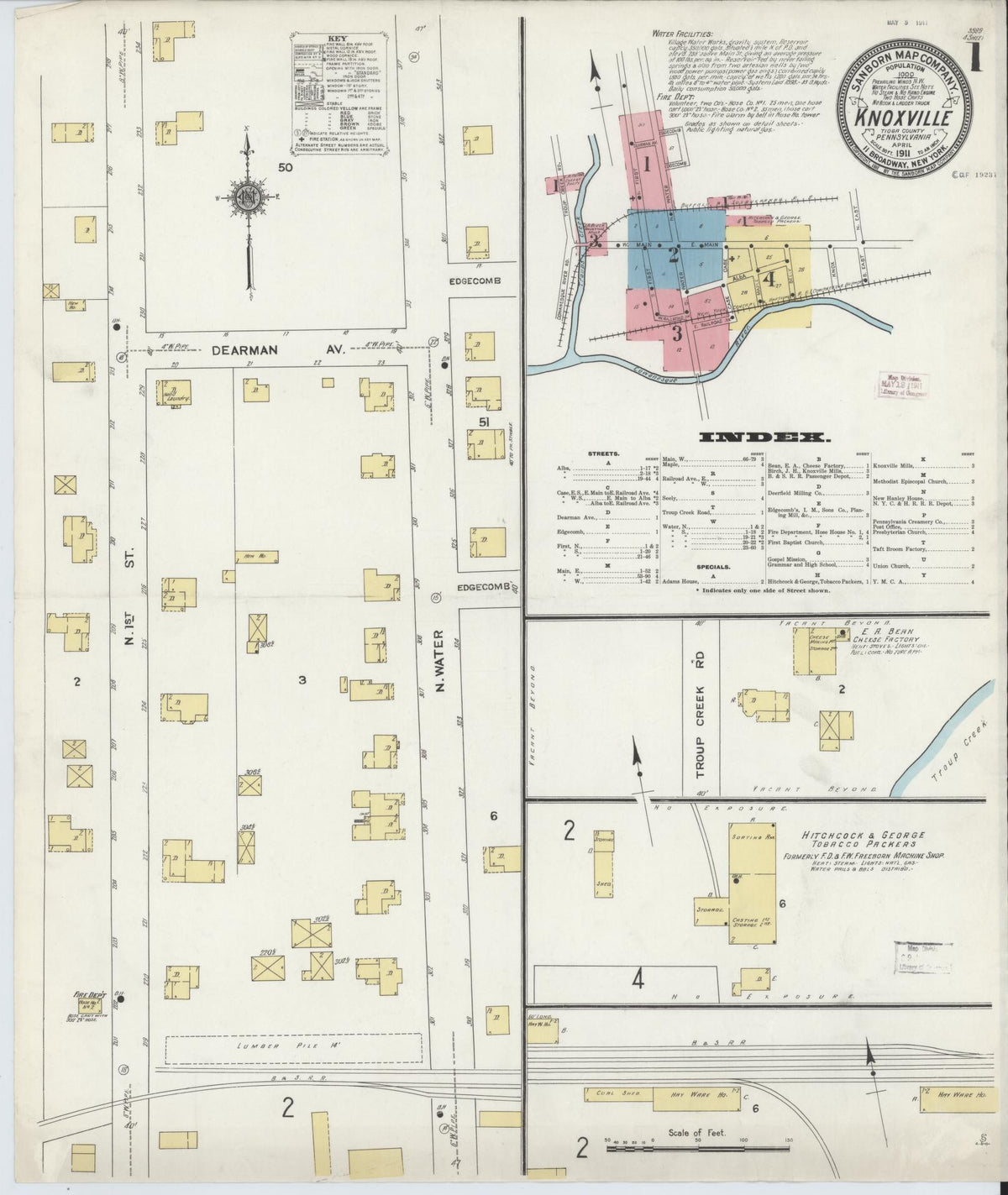 Sanborn Fire Insurance Map from Knoxville, Tioga County, Pennsylvania (1911), Sheet #0001 - Complete Map Set gallery image, historic Sanborn map, vintage wall art, Pennsylvania Pennsylvania
