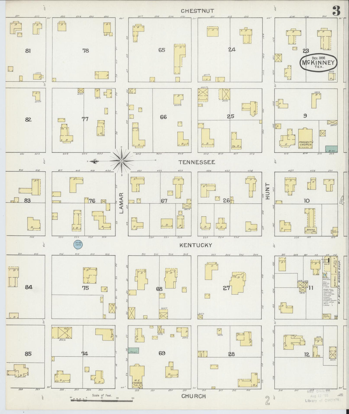 Sanborn Fire Insurance Map from McKinney, Collin County, Texas (1892), Sheet #0003 - Complete Map Set gallery image, historic Sanborn map, vintage wall art, Texas Texas