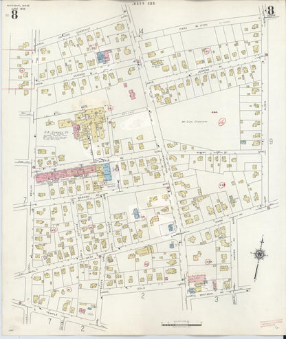 Sanborn Fire Insurance Map from Whitman, Plymouth County, Massachusetts (1950), Sheet #0008 - Complete Map Set gallery image, historic Sanborn map, vintage wall art, Massachusetts Massachusetts