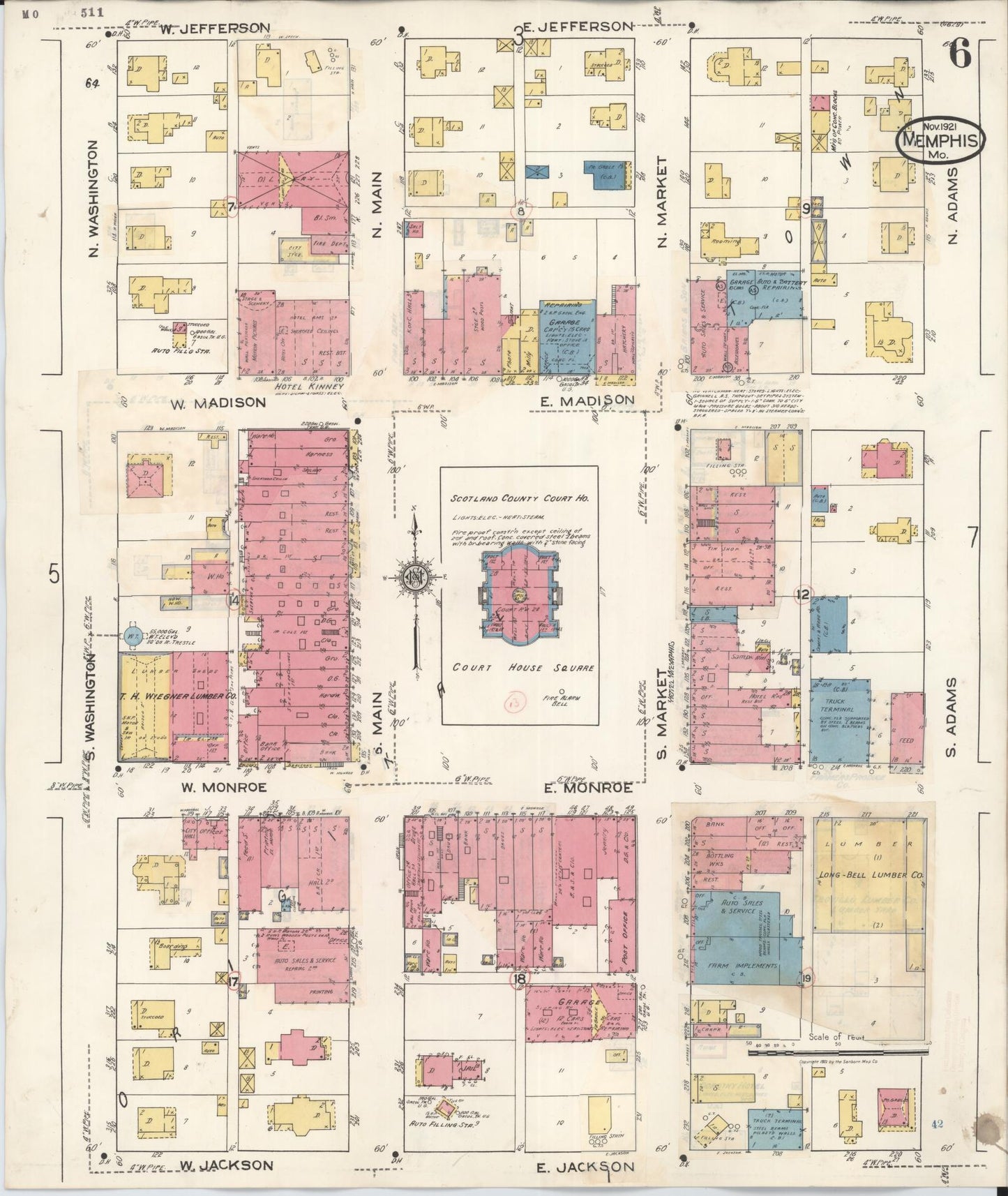 Sanborn Fire Insurance Map from Memphis, Scotland County, Missouri (1936), Sheet #0006 - Complete Map Set gallery image, historic Sanborn map, vintage wall art, Missouri Missouri