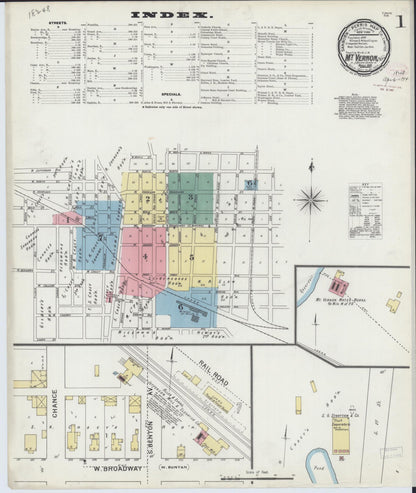 Sanborn Fire Insurance Map from Mount Vernon, Jefferson County, Illinois (1894), Sheet #0001 - Complete Map Set gallery image, historic Sanborn map, vintage wall art, Illinois Illinois