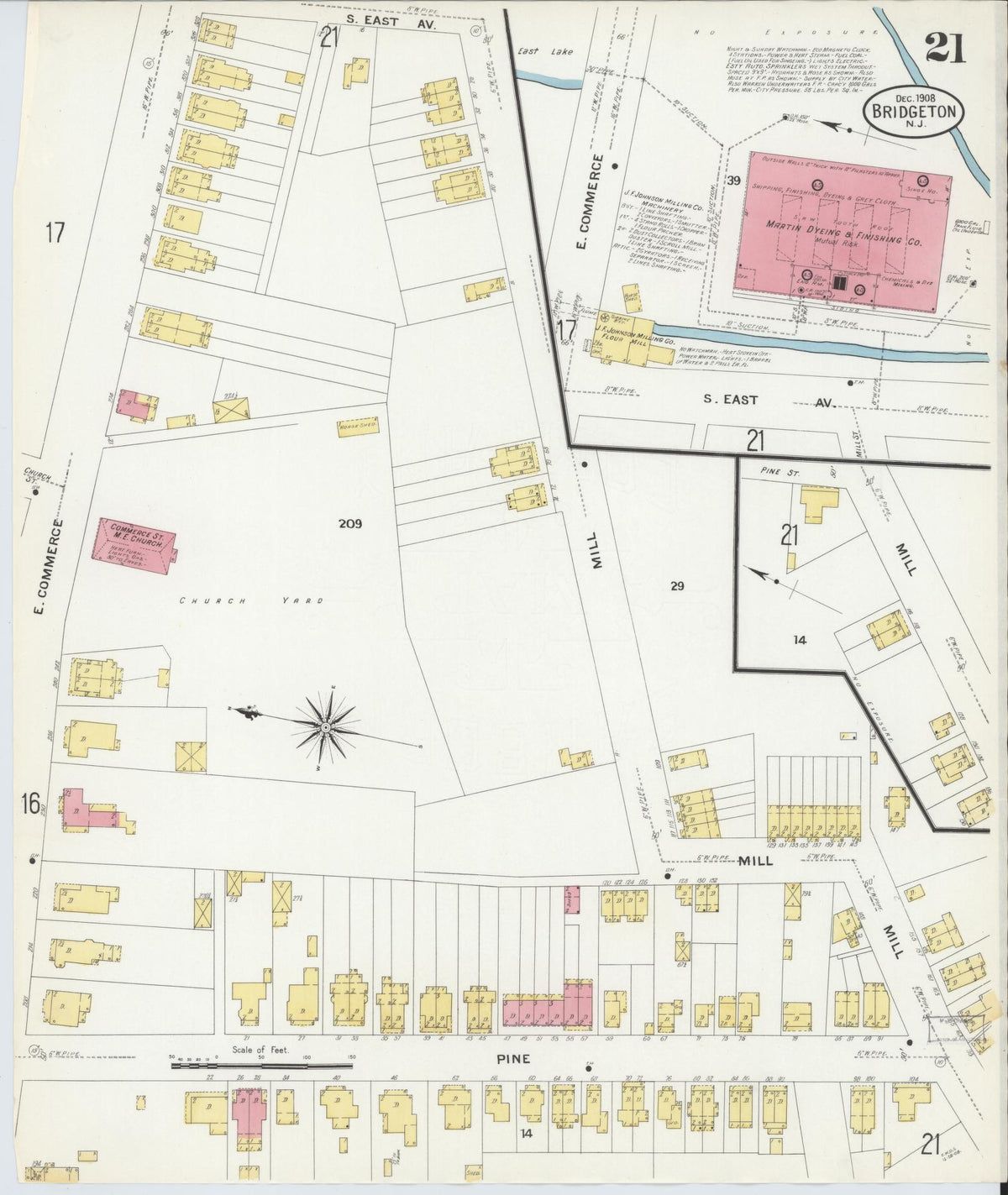 Sanborn Fire Insurance Map from Bridgeton, Cumberland County, New Jersey (1908), Sheet #0021 - Complete Map Set gallery image, historic Sanborn map, vintage wall art, New Jersey New Jersey