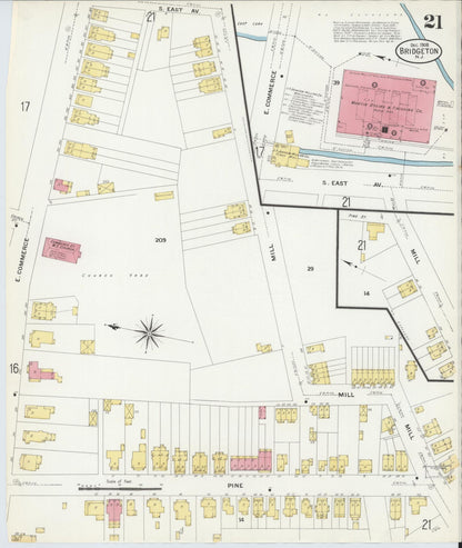 Sanborn Fire Insurance Map from Bridgeton, Cumberland County, New Jersey (1908), Sheet #0021 - Complete Map Set gallery image, historic Sanborn map, vintage wall art, New Jersey New Jersey