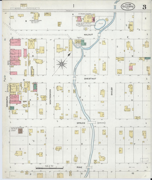 Sanborn Fire Insurance Map from Gillespie, Macoupin County, Illinois (1906), Sheet #0003 - Historic Sanborn Fire Insurance Map Print, vintage old map wall art, antique decor, genealogy gift, Illinois Illinois map