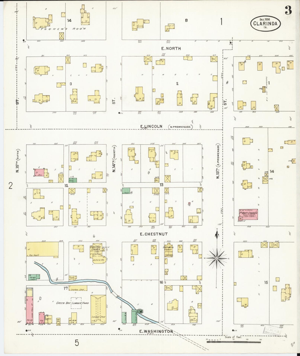 Sanborn Fire Insurance Map from Clarinda, Page County, Iowa (1898), Sheet #0003 - Historic Sanborn Fire Insurance Map Print