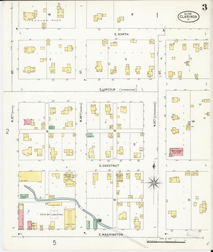 Sanborn Fire Insurance Map from Clarinda, Page County, Iowa (1898), Sheet #0003 - Historic Sanborn Fire Insurance Map Print