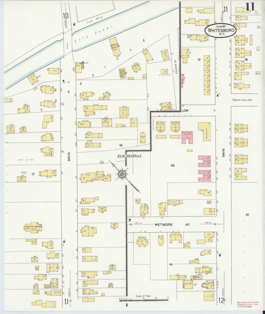 Sanborn Fire Insurance Map from Whitesboro, Oneida County, New York (1911), Sheet #0011 - Historic Sanborn Fire Insurance Map Print, vintage old map wall art, antique decor, genealogy gift, New York New York map