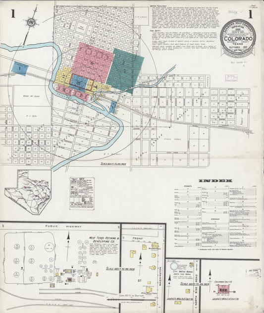 Sanborn Fire Insurance Map from Colorado, Mitchell County, Texas (1925), Sheet #0001 - Complete Map Set gallery image, historic Sanborn map, vintage wall art, Texas Texas