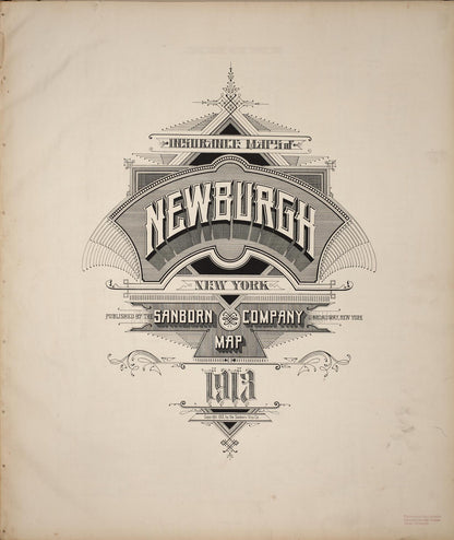 Sanborn Fire Insurance Map from Newburgh, Orange County, New York (1913), Sheet #0001 - Historic Sanborn Fire Insurance Map Print, vintage old map wall art, antique decor, genealogy gift, New York New York map