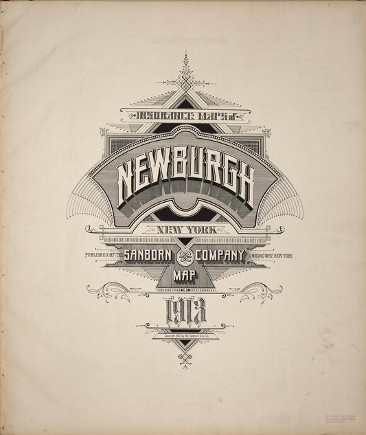 Sanborn Fire Insurance Map from Newburgh, Orange County, New York (1913), Sheet #0001 - Historic Sanborn Fire Insurance Map Print, vintage old map wall art, antique decor, genealogy gift, New York New York map